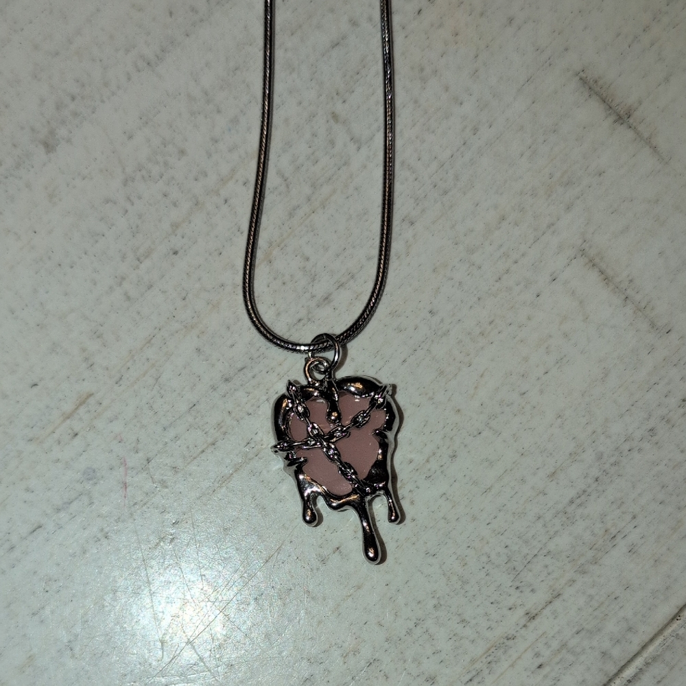 Elegant Pink Heart Necklace